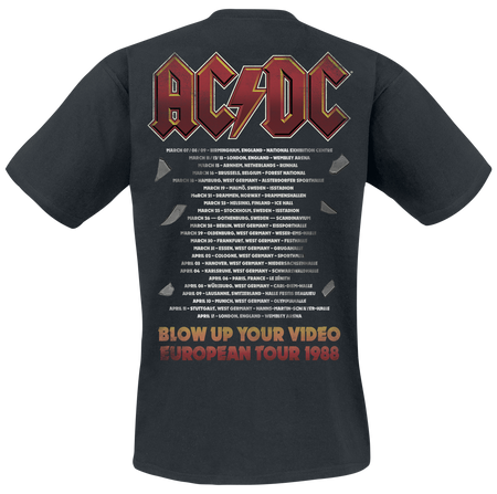 T-Shirt Manches courtes  de AC/DC - European Tour 1988 - S à 5XL - pour Homme - noir - AC/DC - View 2