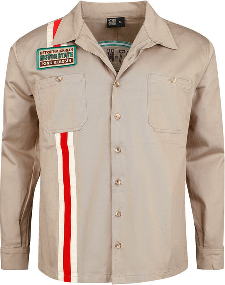 Chemise manches longues Rockabilly de King Kerosin - Dragstrip Motorstate - Chemise - L à 4XL - pour Homme - kaki - King Kerosin