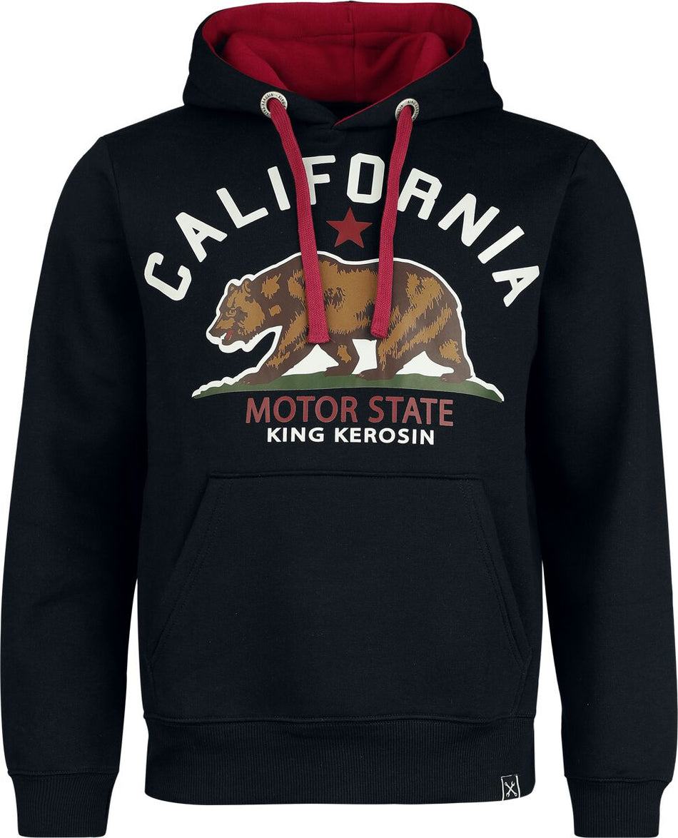 Sweat-shirt à capuche Rockabilly de King Kerosin - California Motor State Hoodie - S à 4XL - pour Homme - noir - King Kerosin