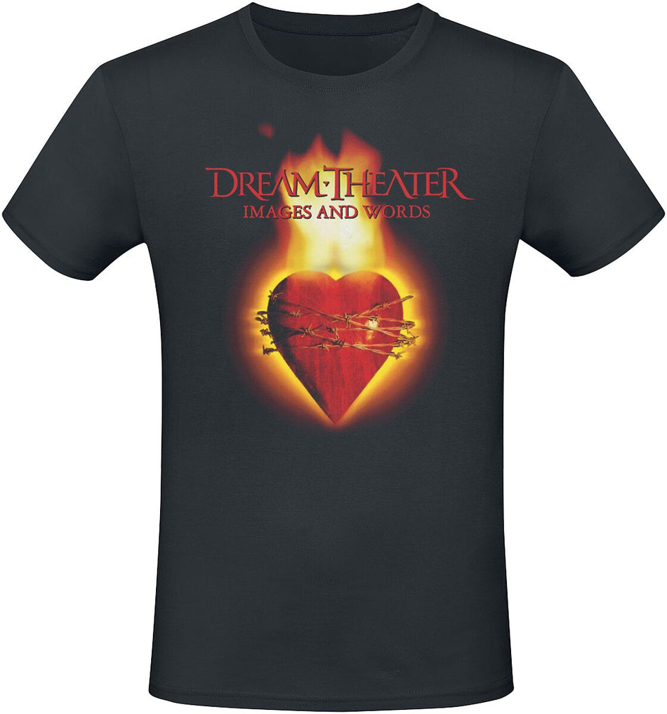 T-Shirt Manches courtes  de Dream Theater - Images & Words - Flaming Heart - S à 4XL - pour Homme - noir - Dream Theater