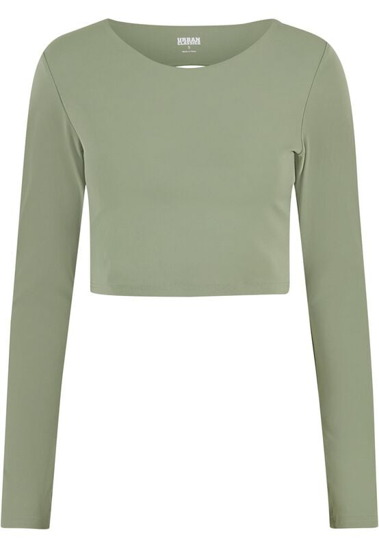 T-shirt manches longues  de Urban Classics - Crop Top de Sport - XS à XL - pour Femme - vert - Urban Classics