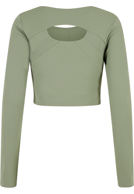 T-shirt manches longues  de Urban Classics - Crop Top de Sport - XS à XL - pour Femme - vert - Urban Classics - View 2