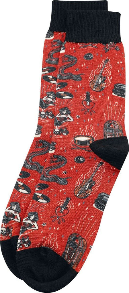 Chaussettes Rockabilly de King Kerosin - Rock'n'Roll - Chaussettes - EU39-42 à EU 43-46 - pour Homme - rouge - King Kerosin