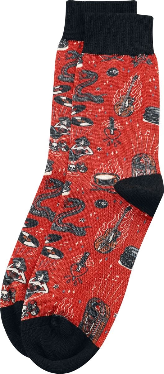 Chaussettes Rockabilly de King Kerosin - Rock'n'Roll - Chaussettes - EU39-42 à EU 43-46 - pour Homme - rouge - King Kerosin