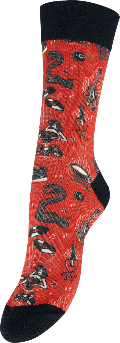 Chaussettes Rockabilly de King Kerosin - Rock'n'Roll - Chaussettes - EU39-42 à EU 43-46 - pour Homme - rouge - King Kerosin - View 2