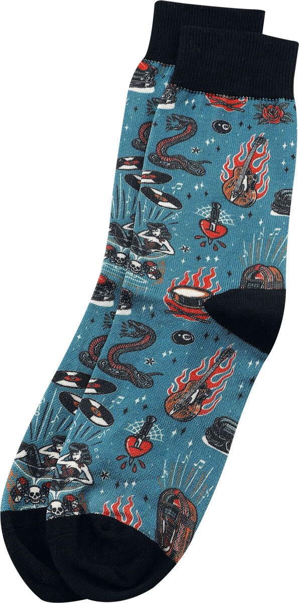 Chaussettes Rockabilly de King Kerosin - Rock'n'Roll - Chaussettes - EU39-42 à EU 43-46 - pour Homme - pétrole - King Kerosin