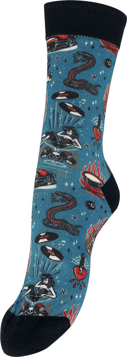 Chaussettes Rockabilly de King Kerosin - Rock'n'Roll - Chaussettes - EU39-42 à EU 43-46 - pour Homme - pétrole - King Kerosin - View 2