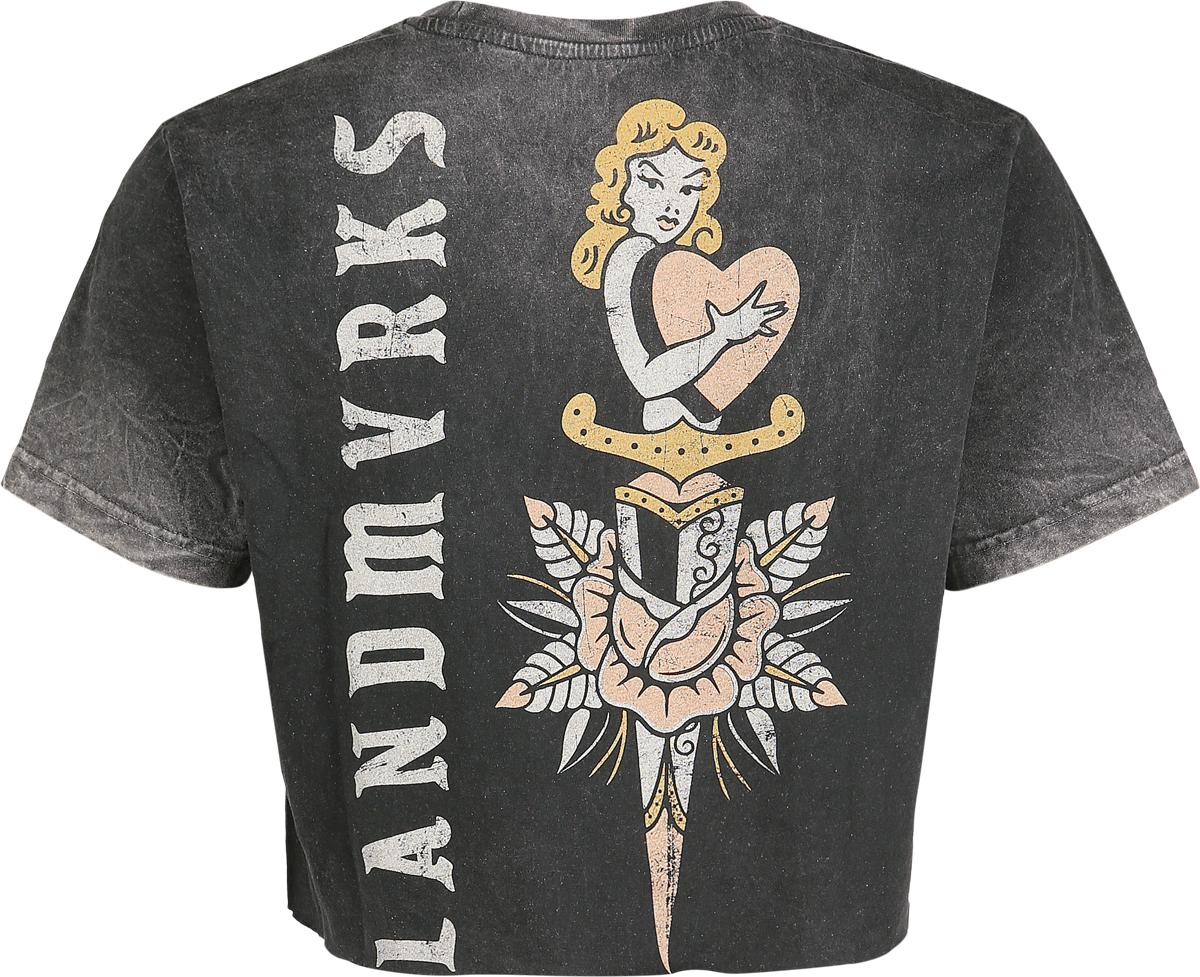 T-Shirt Manches courtes  de Landmvrks - Vintage Dagger - S à XL - pour Femme - gris - Landmvrks - View 2