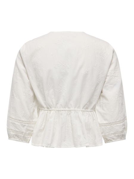 Chemisier  de Only - ONLMICHELLE LS LACE V-NECK TOP WVN - XS à M - pour Femme - blanc cassé - Only - View 2