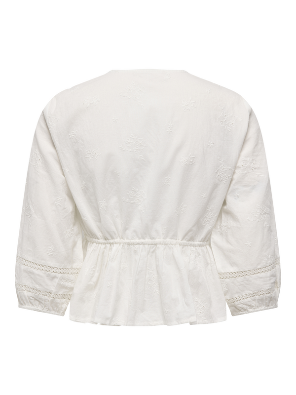 Chemisier  de Only - ONLMICHELLE LS LACE V-NECK TOP WVN - XS à L - pour Femme - blanc cassé - Only - View 2