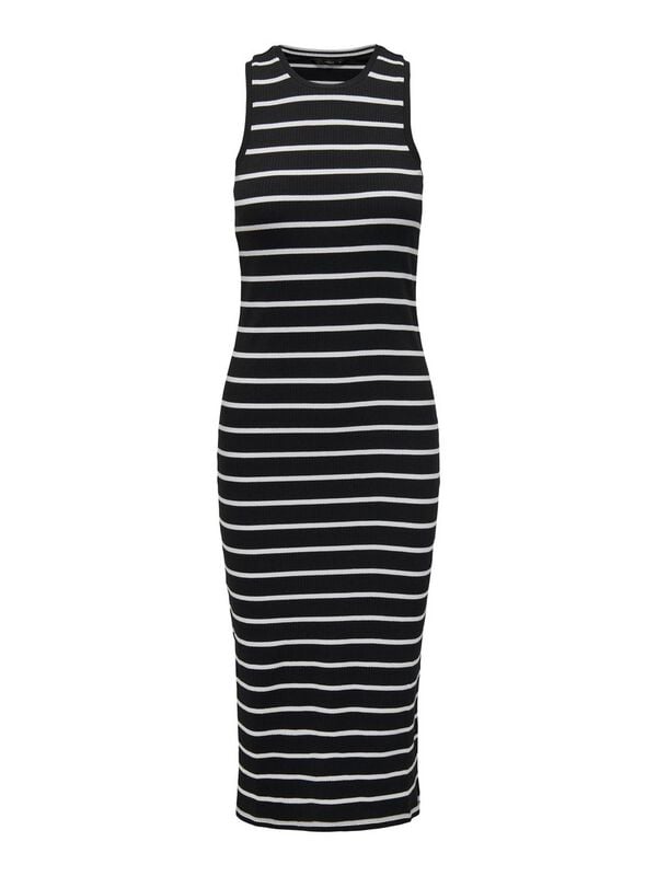 Robe mi-longue  de Only - ONLBELFAST STRIPE S/L JRS NOOS - Robe Mi-Longue - XS à M - pour Femme - noir/blanc - Only