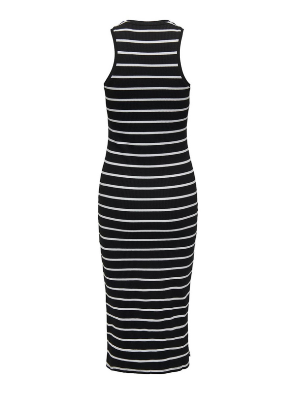Robe mi-longue  de Only - ONLBELFAST STRIPE S/L JRS NOOS - Robe Mi-Longue - XS à M - pour Femme - noir/blanc - Only - View 2