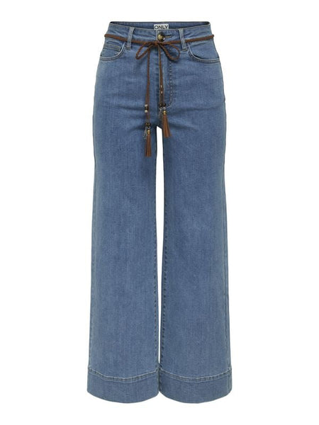 Jean  de Only - ONLMADISON HW BELT WIDE CROP DNM GUA - W26L32 à W30L32 - pour Femme - bleu - Only