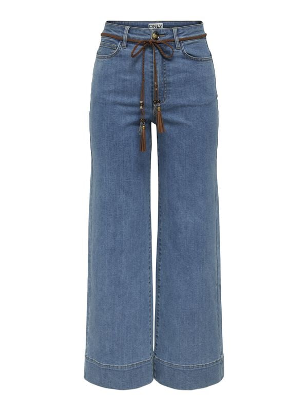Jean  de Only - ONLMADISON HW BELT WIDE CROP DNM GUA - W26L32 à W30L32 - pour Femme - bleu - Only