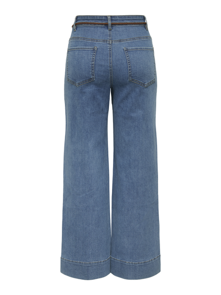 Jean  de Only - ONLMADISON HW BELT WIDE CROP DNM GUA - W26L32 à W30L32 - pour Femme - bleu - Only - View 2