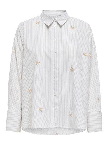 Chemise manches longues  de Only - ONLJOELLA GRACE L/S EMB SHIRT OX WVN - XS à L - pour Femme - blanc - Only