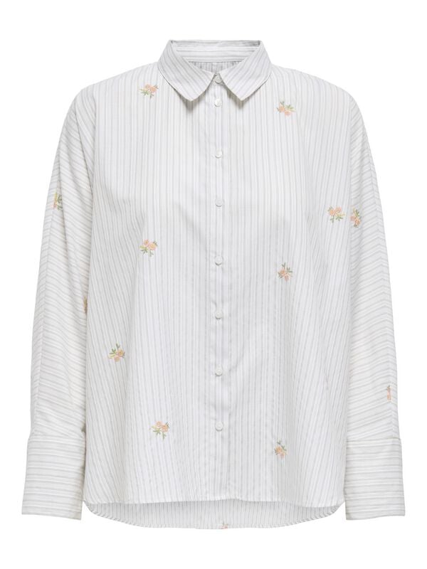Chemise manches longues  de Only - ONLJOELLA GRACE L/S EMB SHIRT OX WVN - XS à L - pour Femme - blanc - Only
