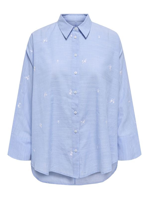 Chemise manches longues  de Only - ONLREGINA GRACE L/S EMB. SHIRT OX WVN - XS à L - pour Femme - bleu - Only