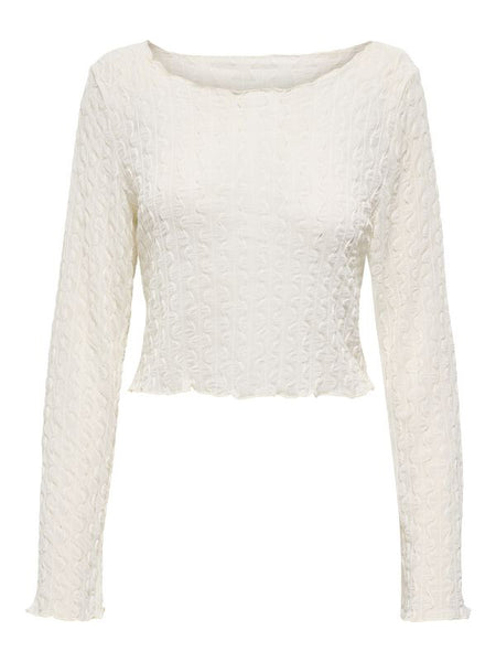 T-shirt manches longues  de Only - ONLLILIAN L/S BOATNECK TOP CS JRS - XS à L - pour Femme - blanc - Only