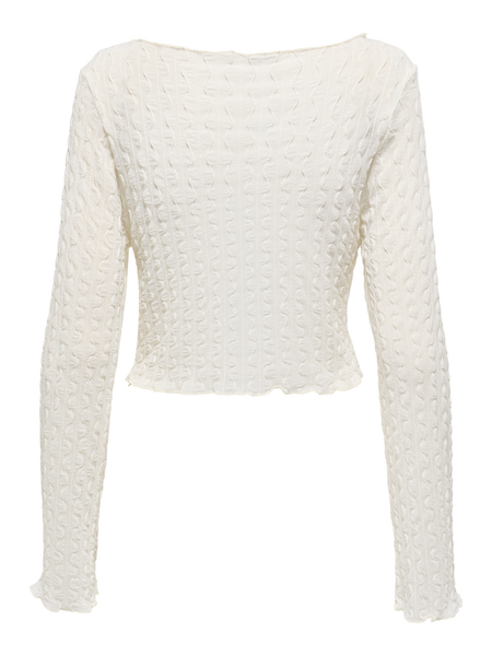 T-shirt manches longues  de Only - ONLLILIAN L/S BOATNECK TOP CS JRS - XS à XL - pour Femme - blanc - Only - View 2