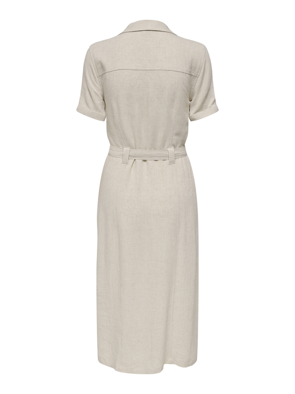 Robe mi-longue  de Only - ONLSIESTA SS LIN BL SHIRT DRESS PNT NOOS - XS à XL - pour Femme - beige - Only - View 2
