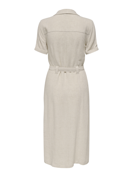 Robe mi-longue  de Only - ONLSIESTA SS LIN BL SHIRT DRESS PNT NOOS - XS à S - pour Femme - beige - Only - View 2