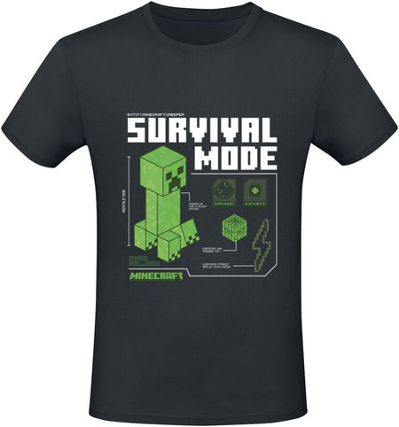 T-Shirt Manches courtes Gaming de Minecraft - Survivalmode - S à XXL - pour Unisexe - noir - Minecraft