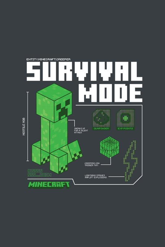 T-Shirt Manches courtes Gaming de Minecraft - Survivalmode - S à XXL - pour Unisexe - noir - Minecraft - View 2