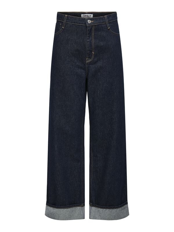 Jean  de Only - ONLHOPE HW WIDE FOLD UP RINSE DNM CRO - W27L32 à W29L32 - pour Femme - bleu - Only