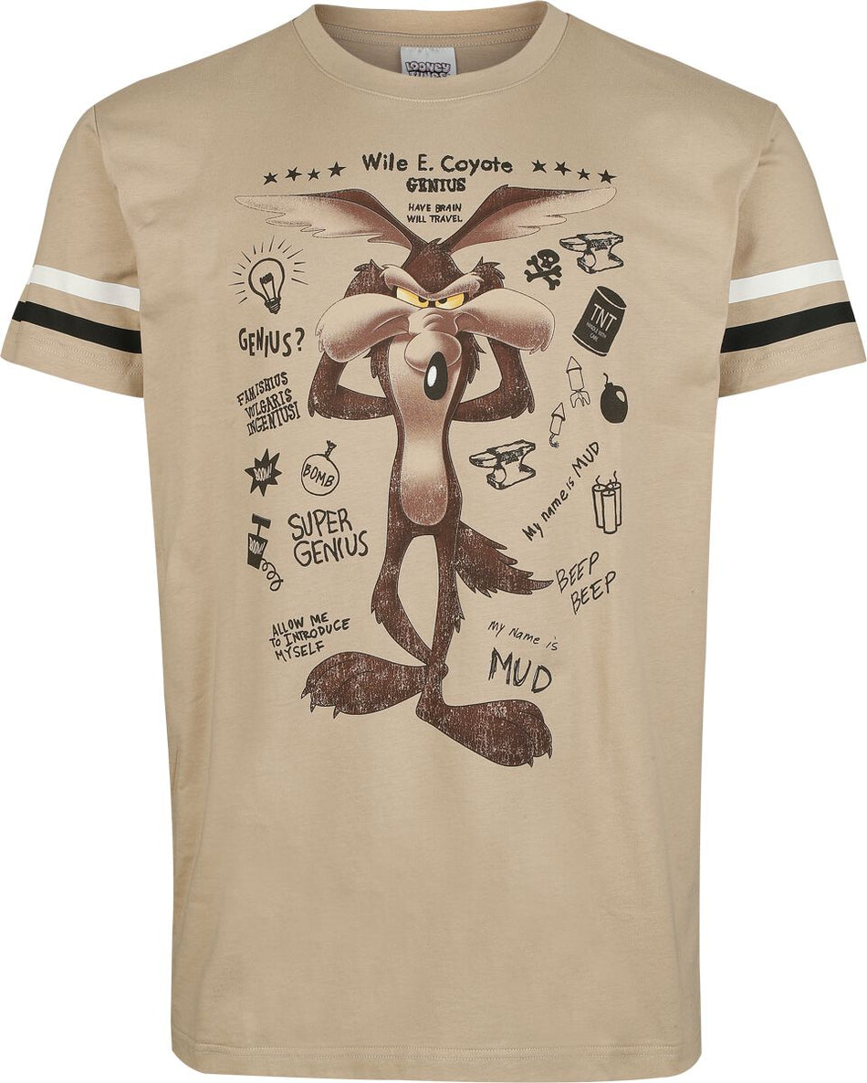 T-Shirt Manches courtes  de Looney Tunes - Coyote Genius - S à XXL - pour Homme - beige - Looney Tunes