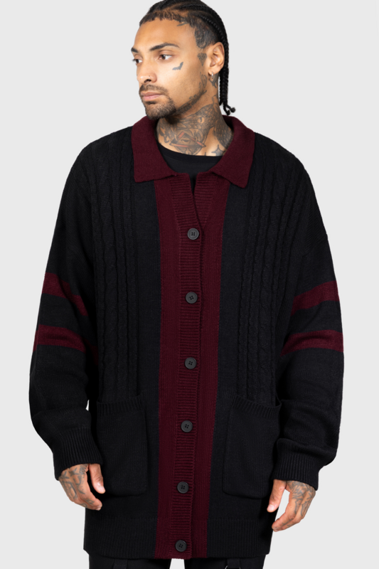 Gilets & Ponchos Gothic de Killstar - Gothabilly III - Crypt Roder Cardigan - XS à XL - pour Homme - noir/rouge - Killstar - View 2