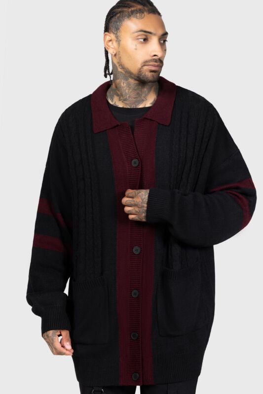 Gilets & Ponchos Gothic de Killstar - Gothabilly III - Crypt Roder Cardigan - XS à XL - pour Homme - noir/rouge - Killstar