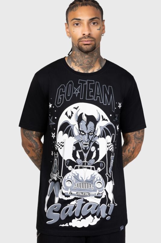 T-Shirt Manches courtes Gothic de Killstar - T-shirt Gothabilly III – Go Team Satan - XS à 4XL - pour Homme - noir - Killstar
