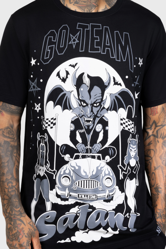 T-Shirt Manches courtes Gothic de Killstar - T-shirt Gothabilly III – Go Team Satan - XS à 4XL - pour Homme - noir - Killstar - View 2
