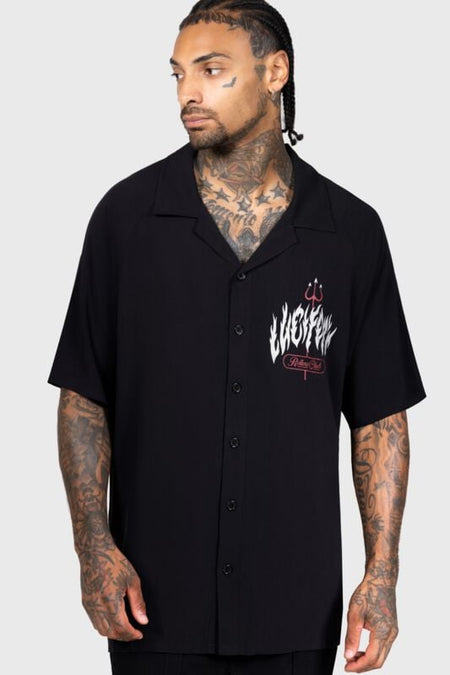 Chemise manches courtes Rockabilly de Killstar - Gothabilly III - Lucifers Roller Club Shirt - XS à 4XL - pour Homme - noir/rouge - Killstar
