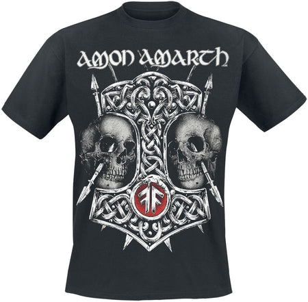 T-Shirt Manches courtes  de Amon Amarth - Hammer & Skulls - S à L - pour Homme - noir - Amon Amarth