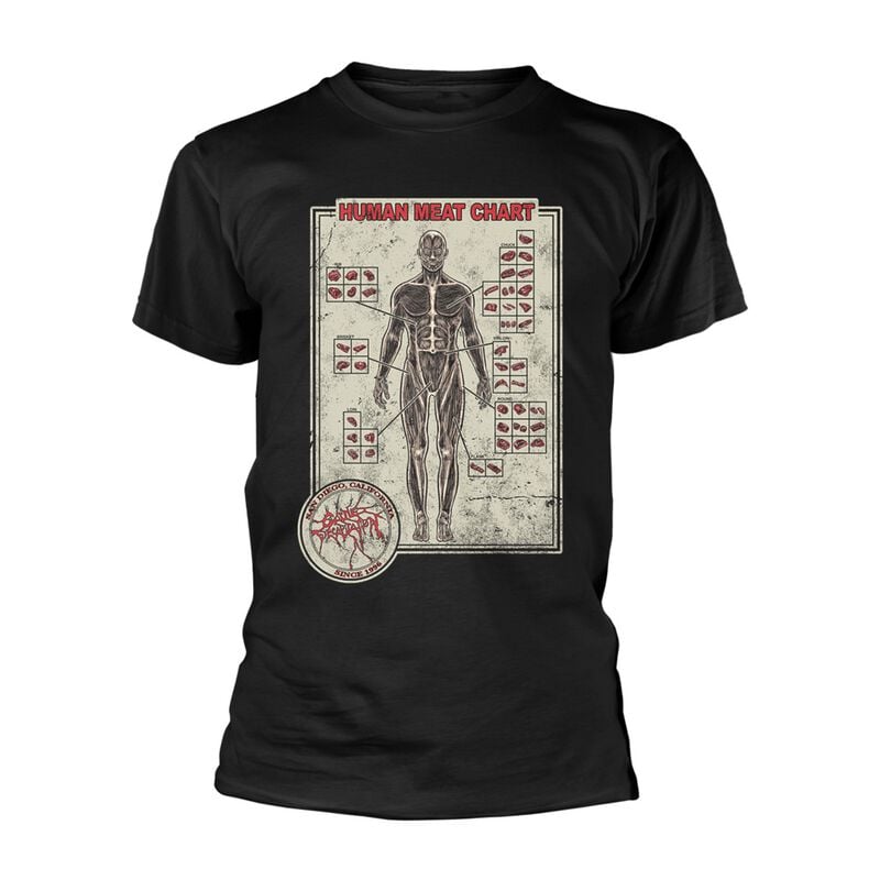 T-Shirt Manches courtes  de Cattle Decapitation - Human Meat Chart - S à XL - pour Homme - noir - Cattle Decapitation