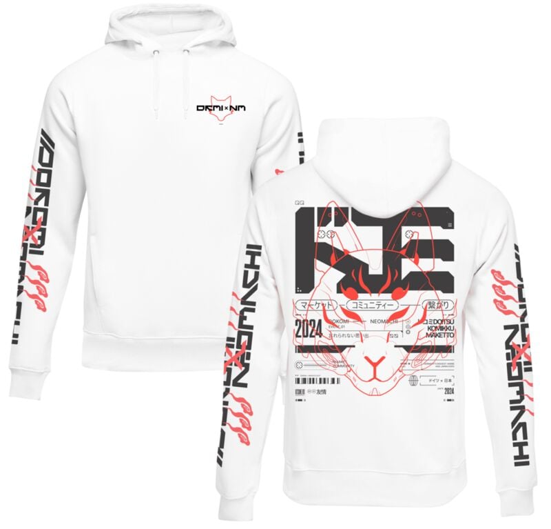 Sweat-shirt à capuche Gaming de NEOMACHI - DKMIxNM - S à XXL - pour Homme - blanc - NEOMACHI