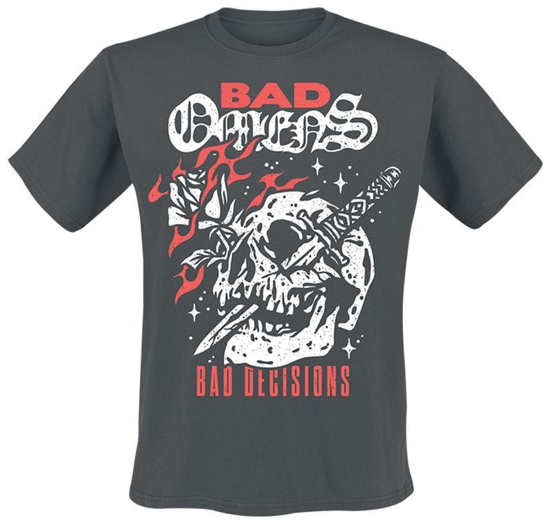 T-Shirt Manches courtes  de Bad Omens - Bad Decisions Skull - S à 4XL - pour Homme - gris foncé - Bad Omens