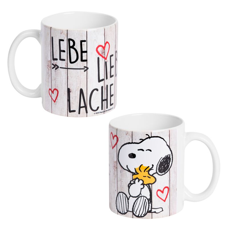 Mug  de Snoopy - Lebe, Liebe, Lache! - pour Unisexe - blanc/multicolore - Snoopy