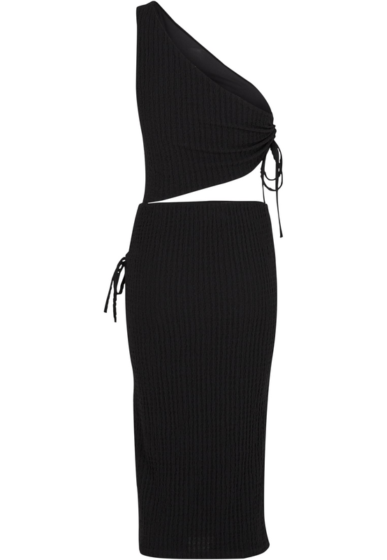 Robe mi-longue  de Urban Classics - Robe Jersey Découpée - XS à XL - pour Femme - noir - Urban Classics - View 2