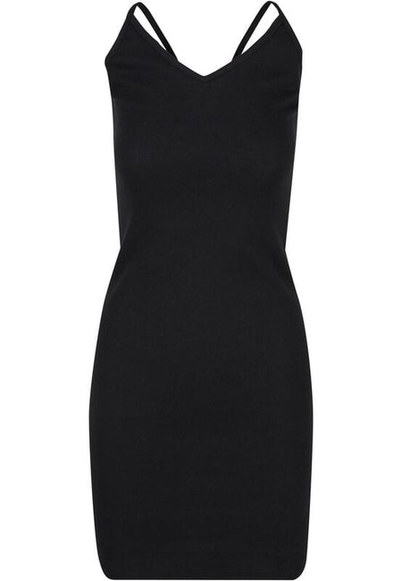 Robe mi-longue  de Urban Classics - Robe Dos-Nu En Jersey Côtelé - XS à S - pour Femme - noir - Urban Classics