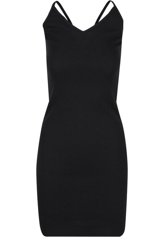 Robe mi-longue  de Urban Classics - Robe Dos-Nu En Jersey Côtelé - XS à S - pour Femme - noir - Urban Classics