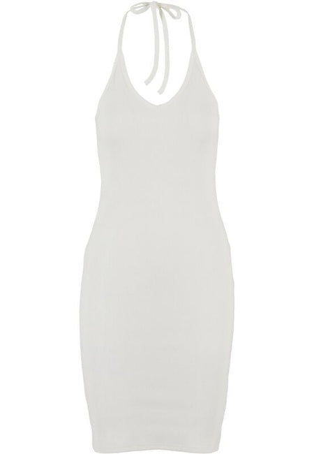Robe mi-longue  de Urban Classics - Robe Dos-Nu En Jersey Côtelé - XS à XL - pour Femme - blanc cassé - Urban Classics