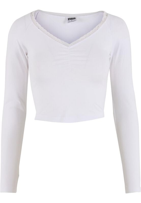 T-shirt manches longues  de Urban Classics - Haut Manches Longues en Dentelle - XS à XL - pour Femme - blanc - Urban Classics