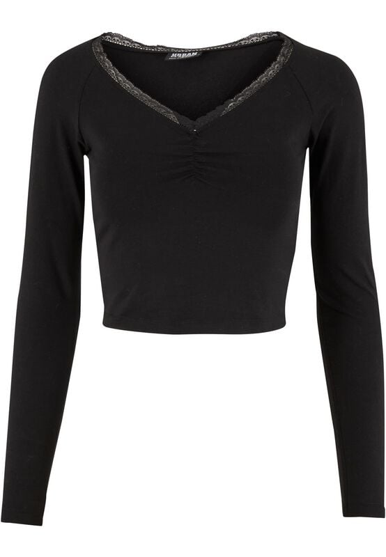 T-shirt manches longues  de Urban Classics - Haut Manches Longues en Dentelle - XS à XL - pour Femme - noir - Urban Classics