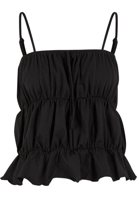 Top  de Urban Classics - Débardeur à Volants - XS à XL - pour Femme - noir - Urban Classics