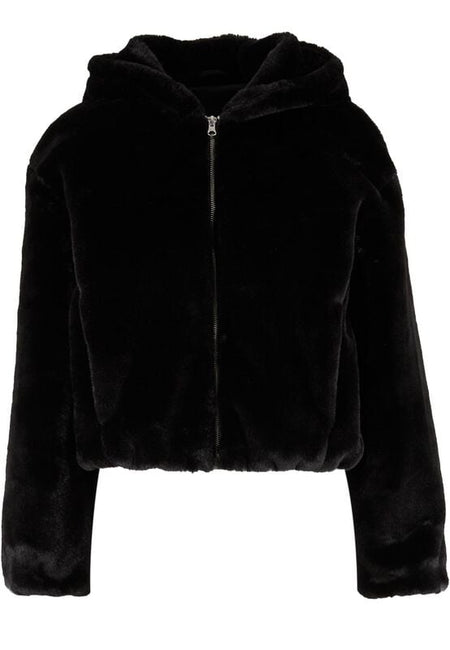 Sweat-shirt zippé à capuche  de Urban Classics - Sweat Fausse Fourrure - XS à XL - pour Femme - noir - Urban Classics