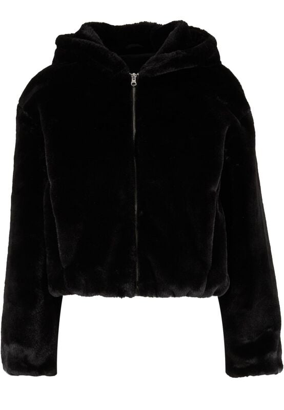 Sweat-shirt zippé à capuche  de Urban Classics - Sweat Fausse Fourrure - XS à XL - pour Femme - noir - Urban Classics
