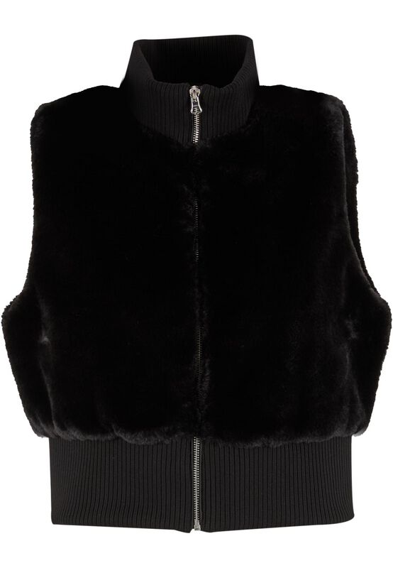 Veste  de Urban Classics - Veste Sans Manches Courte en Fausse Fourrure - XS à XL - pour Femme - noir - Urban Classics